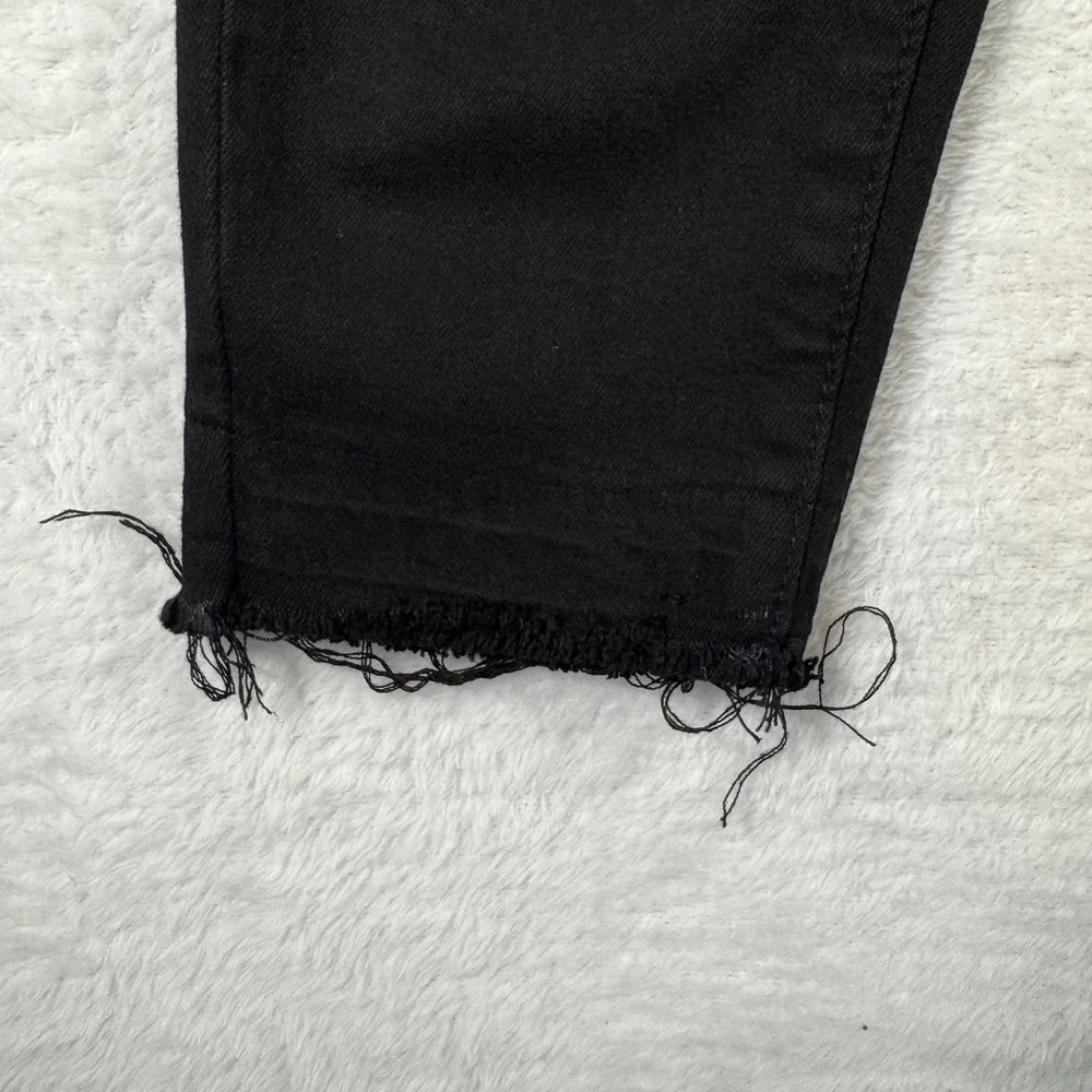Paige Verdugo Crop Jeans Womens 30 Black Distressed‎ Skinny Ripped Raw Hem USA